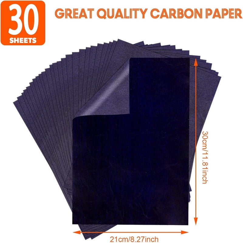 psler Blue Carbon Paper for Tracing Graphite Transfer-Paper - 30 Pcs Graphite Paper for Tracing Drawing Patterns on Wood Projects Canvas Fabric Artist Lettering Sketch Drawing A4 Size 8.5 X 11 Inch - Image 2